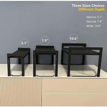 Urhomey plus Expandable Cabinet Shelf Organizer 16-26" L Stackable Kitchen Counter Shelf Rack Sink Riser Countertop Storage Black (Normal 7.9”D)