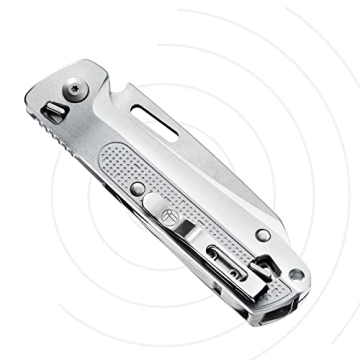 LEATHERMAN, FREE K4 EDC Pocket Multitool with Knife, Magnetic Locking, Aluminum Handles and Pocket Clip, Made in the USA, Silver (K4X with Serrated Blade)