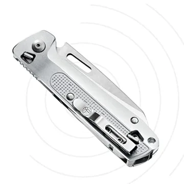 LEATHERMAN, FREE K4 EDC Pocket Multitool with Knife, Magnetic Locking, Aluminum Handles and Pocket Clip, Made in the USA, Silver (K4X with Serrated Blade)