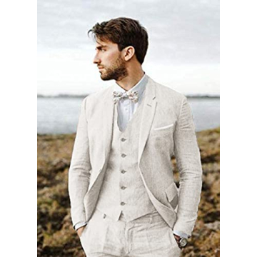 Furuyal 3-Piece Linen Suit Set for Weddings and More