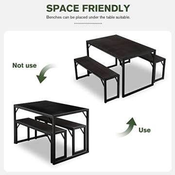 IMUsee 3PC Dining Table Set for 4 - Space Saving Design
