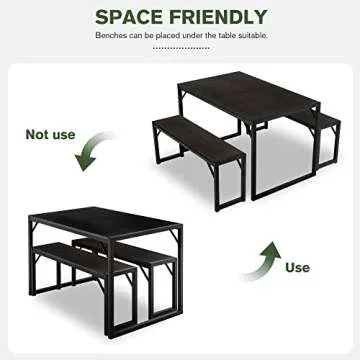 IMUsee 3PC Dining Table Set for 4 - Space Saving Design