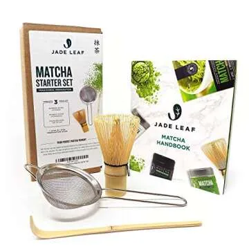 Jade Leaf Matcha + Tea Set Bundle - Organic Matcha Green Tea Powder Culinary Pouch (30g) and Traditional Matcha Starter Set