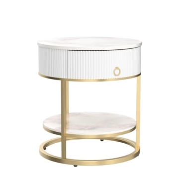 OIOG Round Side Table with Drawer Stylish Storage Solution