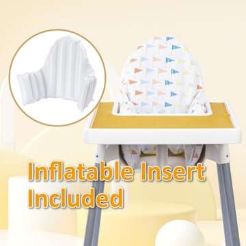 Dadouman Inflatable Supporting Cushion for IKEA Antilop High Chair, Baby High Chair Cushion, Polyester Fabric Cover with Inflatable Cushion Insert (Flags)