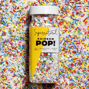 Rainbow Pop! Natural Nonpareil Sprinkles - Supernatural, Vegan, Gluten Free, 3oz
