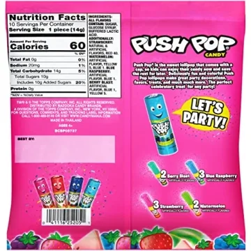 Push Pop Variety Candy Pack - 10 Assorted Lollipops