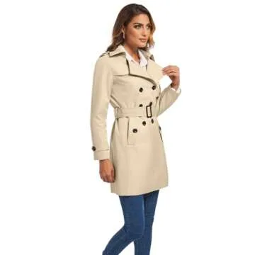 Stylish FARVALUE Women's Double Breasted Trench Coat