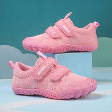 KUBUA Barefoot Shoes for Kids Boys Girls Sneakers Toddler Naturally Minimalist Zero Drop Lightweight Shoes for Outdoor Sports Walking Tennis Running Gym Athletic Training A Pink 7 Toddler