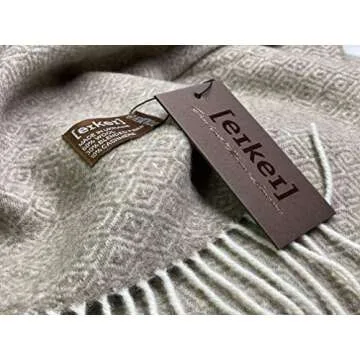 Eikei Wool Throw Blanket Geo Diamond Pattern Oversized Couch Throw Blanket Fringe Trim Soft Merino W...