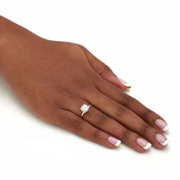 PalmBeach Yellow Gold-Plated Platinum-Plated or Silvertone Round Cubic Zirconia Solitaire Engagement Ring Sizes 5-10 Size 6