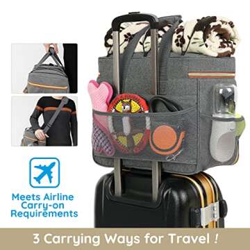 pmpete Dog Travel Bag for Traveling| Week Away/Overnight Dog Travel Accessories with Multi-Function Pockets|Pet Travel Set for Dog and Cat|Ideal Dog Diaper Bag and Dog Travel Kit(Grey)