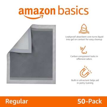 Amazon Basics Dog and Puppy Pee Pads with 5-Layer Leak-Proof Design and Quick-Dry Surface for Potty ...