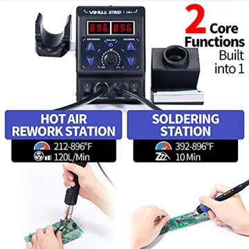 YIHUA 8786D - 2 in 1 Hot Air Rework and Soldering Iron Station with Digital Controls