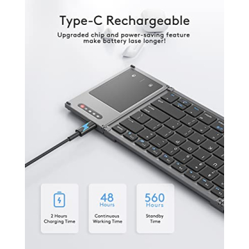 Samsers Foldable Bluetooth Keyboard with Touchpad for On-the-Go Typing