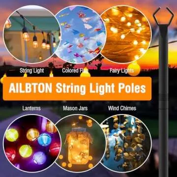 AILBTON 10Ft String Light Poles for Outdoor Decor