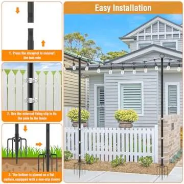 AILBTON 10Ft String Light Poles for Outdoor Decor