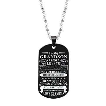 Sisadodo Gifts for Grandson Grandma Never Forget That I Love You to Grandma Military Dog Tags Inspir...