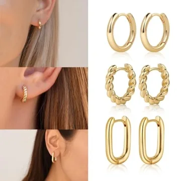 Tasiso 6 Pair Gold Plated Hoop Earrings Set for Women