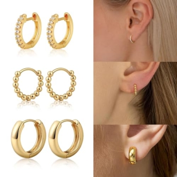 Tasiso 6 Pair Gold Plated Hoop Earrings Set for Women