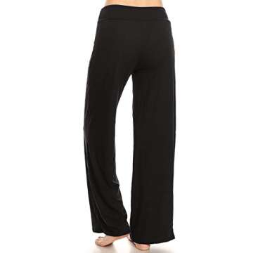 Leggings Depot Womens Casual Comfy Long Pajama Lounge Apparel Pants, Black, Small