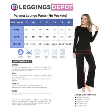 Leggings Depot Womens Casual Comfy Long Pajama Lounge Apparel Pants, Black, Small