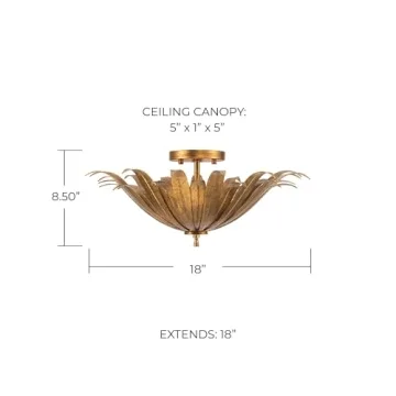 Stylish Antique Gold Semi Flush Ceiling Light for Home