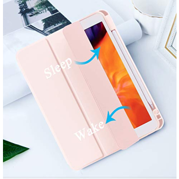 SIWENGDE Cases for iPad Pro 12.9 Case 6th/5th/4th Generation (2022/2021/2020) with Pencil Holder [Apple Pencil Wireless Charging] Soft TPU Smart Tri-fold Stand Protective Cover(Pink)