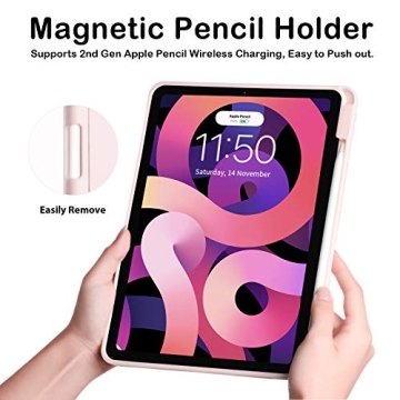 SIWENGDE Cases for iPad Pro 12.9 Case 6th/5th/4th Generation (2022/2021/2020) with Pencil Holder [Apple Pencil Wireless Charging] Soft TPU Smart Tri-fold Stand Protective Cover(Pink)
