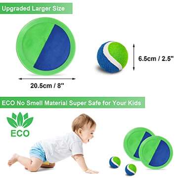 Jalunth Ball Catch Set Game Toss Paddle - Beach Toys Back Yard Pool Outdoor Lawn Games Backyard Camping Sticky Mitts Age 3 4 5 6 7 8 9 10 11 12 Years Old Boys Girls Kids Adults Family Easter Gifts