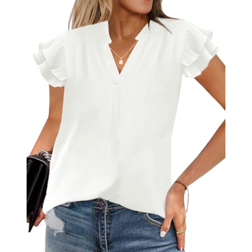 Baccarri Women's Summer Dressy Tops - Stylish Ruffle Sleeve Blouse
