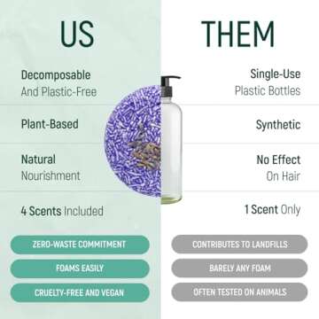 Solid Shampoo Bar And Conditioner Effect Hair Soap – 4 Pack 100% Organic Shampoo Bars For Hair With All Natural Plant Based Essential Oils And Eco Friendly Zero Waste Biodegradable Packaging