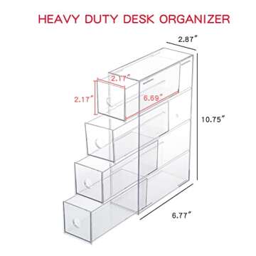 Yesesion Clear Pen Organizer, Plastic Home Office Storage Drawers, Large Desk Accessories Display Ca...