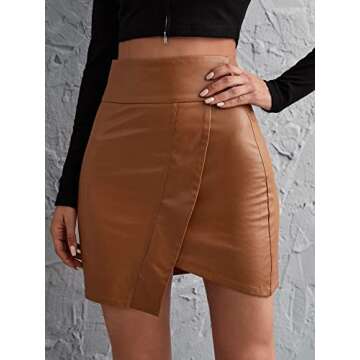 Floerns High Waist PU Leather Mini Skirt for Women