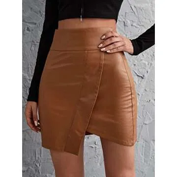 Floerns High Waist PU Leather Mini Skirt for Women