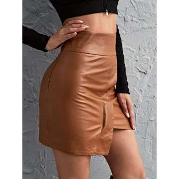 Floerns High Waist PU Leather Mini Skirt for Women