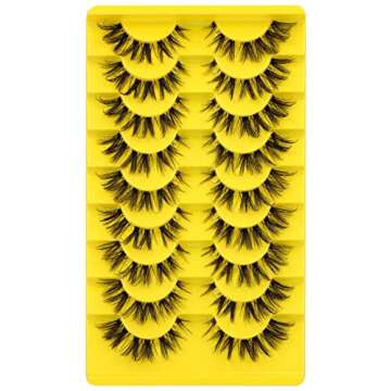 zanlufly Cluster Lashes D Curl False Eyelashes Natural Clear Band Individual Lashes Cat Eye Wispy Lash Extensions DIY Eyelashes Pack, 9.0 Count, 9