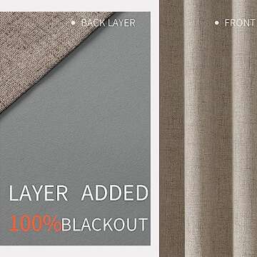 Joydeco Blackout Curtains 95 Inches Long 2 Panels Burg, Room Darkening Curtains for Bedroom, 100% Black Out Textured Thermal Drapes Privacy Protection 2 Panels Set(W52 x L95 Inch, Linen)