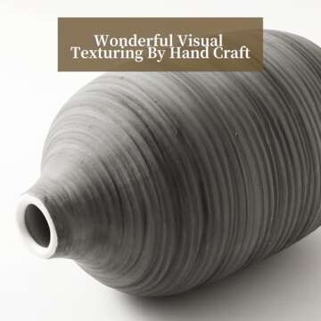 ALMA 9 in Contemporary Vase for Room Decor Aesthetic|Decorative Black Gray Vase for Pampas Grass|Boho Vase for Coffee Table Centerpiece,Nightstand,Bookshelf,Minimalist Living Room,Bathroom Decor