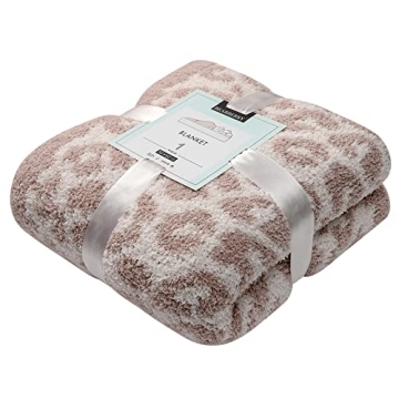 bearberry Fuzzy Leopard Knitted Throw Blanket Soft Cozy Warm Microfiber Blanket for Couch Sofa Bed T...