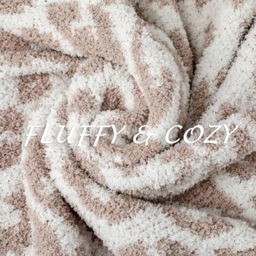 bearberry Fuzzy Leopard Knitted Throw Blanket Soft Cozy Warm Microfiber Blanket for Couch Sofa Bed Travel (Stone/Cream, 50"x60")