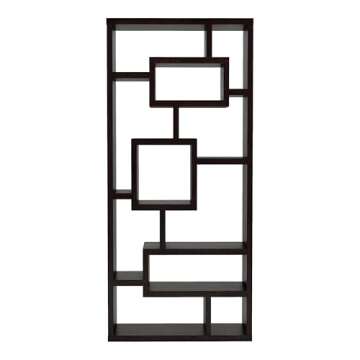 24/7 Shop at Home Ruejah Modern Bookshelf Storage Cubbies Display Shelf, Open Bookcase with 11 Cubes, Horizontal and Vertical Home Decor Room Divider for Bedroom, Office, Cappuccino