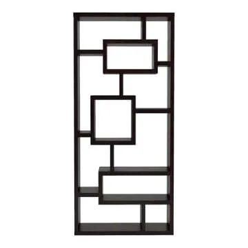 24/7 Shop at Home Ruejah Modern Bookshelf Storage Cubbies Display Shelf, Open Bookcase with 11 Cubes, Horizontal and Vertical Home Decor Room Divider for Bedroom, Office, Cappuccino