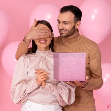 UNIQOOO 5Pcs Pink Glitter Christmas Gift Box Set