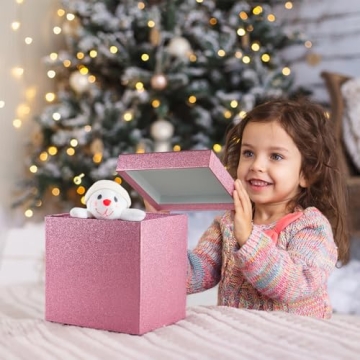 UNIQOOO 5Pcs Pink Glitter Christmas Gift Box Set