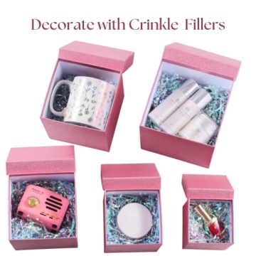 UNIQOOO 5Pcs Pink Glitter Christmas Gift Box Set