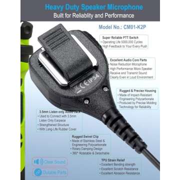 commountain Heavy Speaker Mic Compatible for Baofeng Radios BF-F8HP UV-82HP UV-5R UV82 UV82C UV5R5 U...