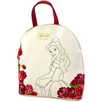 Loungefly Disney Belle Flowers Faux Leather Womens Double Strap Shoulder Bag Purse