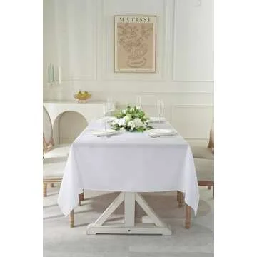 Craft And Party Rectangle Tablecloth, 60 x 102 Inch White Tablecloth, 6ft Rectangle Table Cloth, Polyester Fabric Washable Tablecloth for Home, Party, Wedding or Restaurant Use.