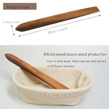 11 Inch Wooden Sourdough Bread Mixing Stir Stick Spurtle, Sourdough whisk Sourdough Bread Making Too...